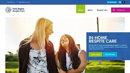 York Region Respite Care website thumbnail
